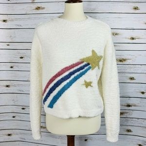 Nordstrom Fuzzy Furry Long Sleeve Rainbow Sweater